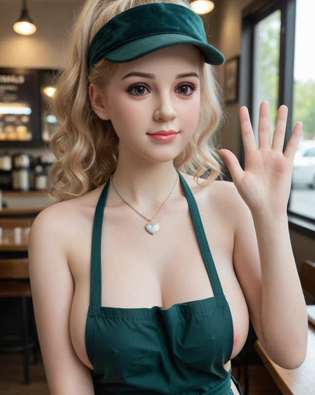 150cm/4ft11 Big Breasts American Diner Blonde Girl Cosplay Realistic Full Silicone Sex Doll - Stella