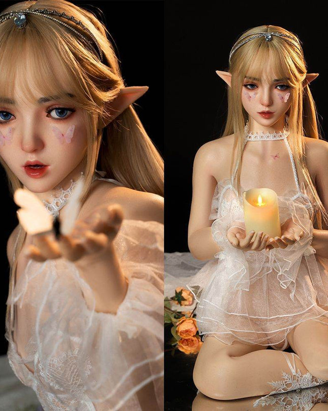 150cm/4ft9 Flat Breasts Elf Cosplay Silicone Head Lifelike Sex Doll - Joy(In Stock EU) - Rose Wives