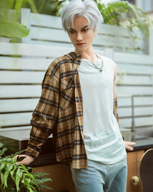 162cm/5ft3 Silver-hair Muscle Lifelike Full Silicone Gay Male Sex Doll - Jackson