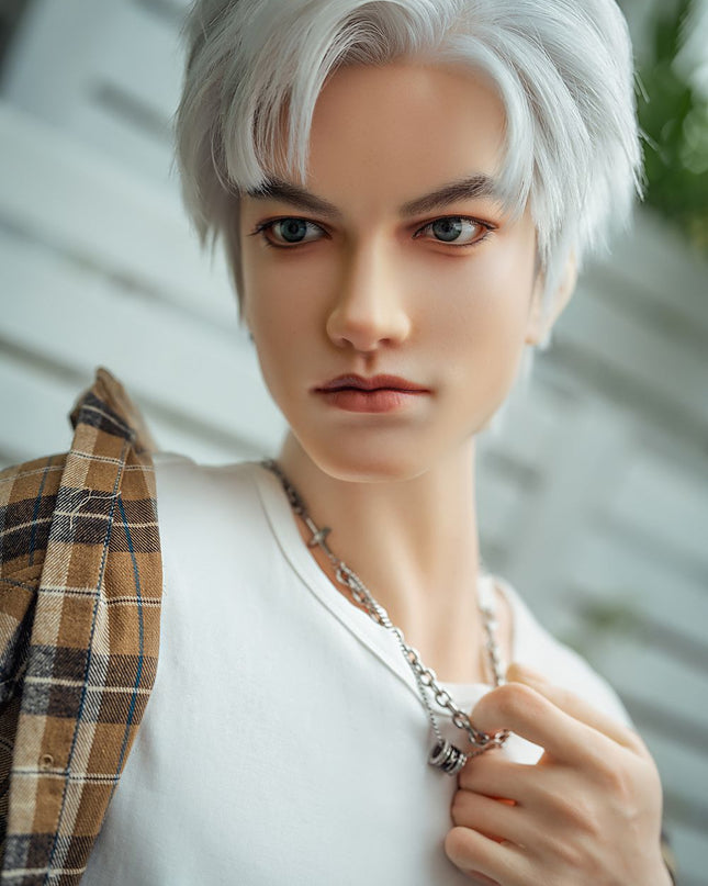162cm/5ft3 Silver-hair Muscle Lifelike Full Silicone Gay Male Sex Doll - Jackson