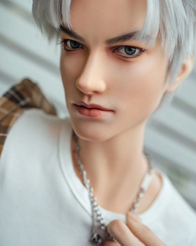 162cm/5ft3 Silver-hair Muscle Lifelike Full Silicone Gay Male Sex Doll - Jackson