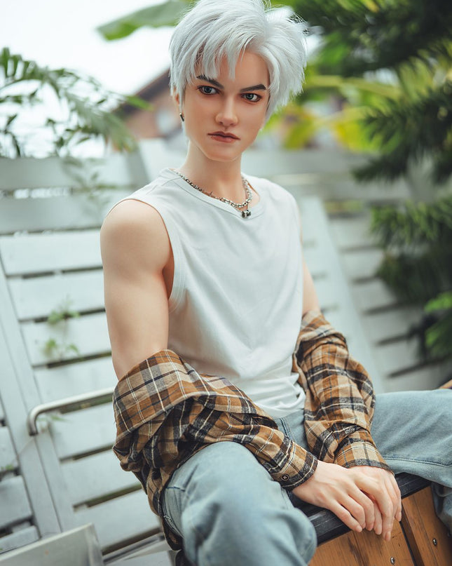162cm/5ft3 Silver-hair Muscle Lifelike Full Silicone Gay Male Sex Doll - Jackson