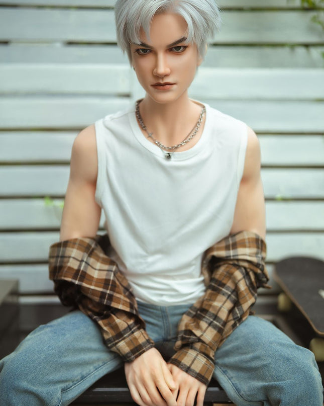162cm/5ft3 Silver-hair Muscle Lifelike Full Silicone Gay Male Sex Doll - Jackson