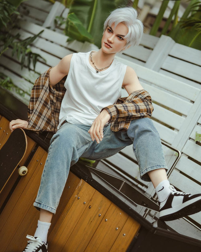 162cm/5ft3 Silver-hair Muscle Lifelike Full Silicone Gay Male Sex Doll - Jackson