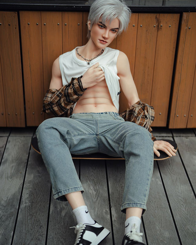 162cm/5ft3 Silver-hair Muscle Lifelike Full Silicone Gay Male Sex Doll - Jackson