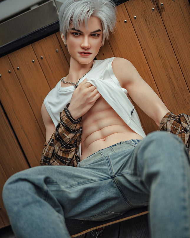 162cm/5ft3 Silver-hair Muscle Lifelike Full Silicone Gay Male Sex Doll - Jackson