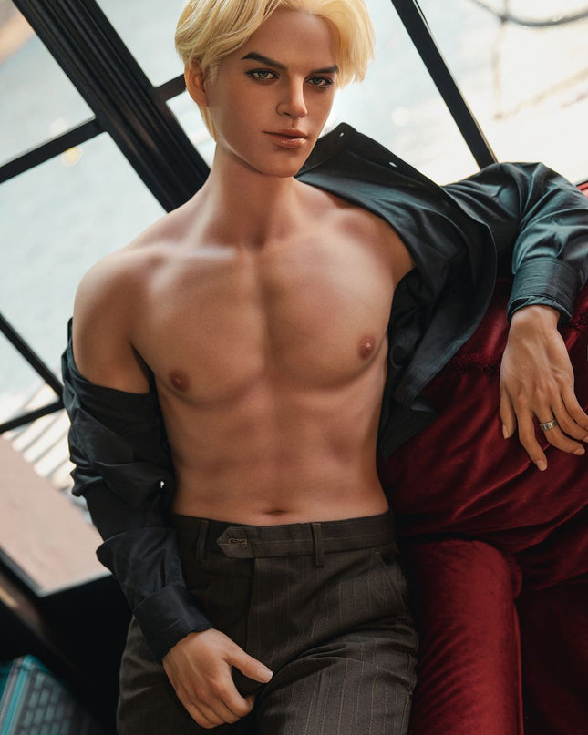 168cm/5ft5 Charming Blonde Handsome Realistic Full Silicone Gay Male Sex Doll - Martin