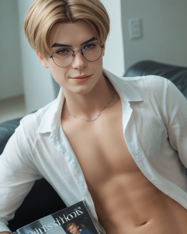 160cm/5ft3 Hot Preppy Blonde Sunlit Smile Lifelike Full Silicone Gay Male Sex Doll - Julian