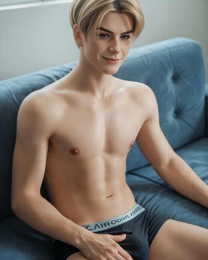 160cm/5ft3 Hot Preppy Blonde Sunlit Smile Lifelike Full Silicone Gay Male Sex Doll - Julian