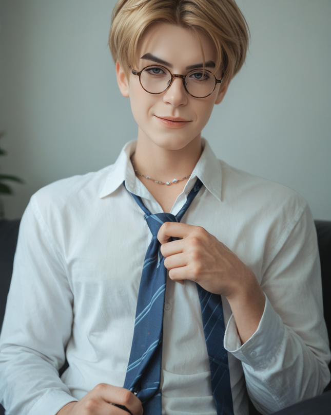 160cm/5ft3 Hot Preppy Blonde Sunlit Smile Lifelike Full Silicone Gay Male Sex Doll - Julian
