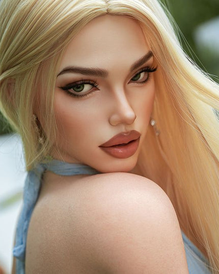 160cm/5ft3 Small Breasts Alluring American Blonde Goddess Lifelike Full Silicone Sex Doll - Kristin