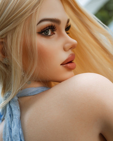 160cm/5ft3 Small Breasts Alluring American Blonde Goddess Lifelike Full Silicone Sex Doll - Kristin