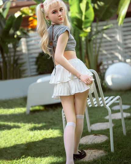 150cm/4ft9 Small Breasts Playful Lovely Blonde Realistic Full Silicone Sex Doll - Marisella