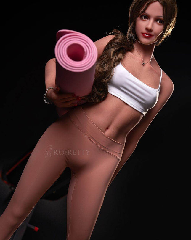 160cm/5ft3 Long Curly Hair Fitness Muscle Small Chest Lifelike Sex Doll - Rose - Rose Wives