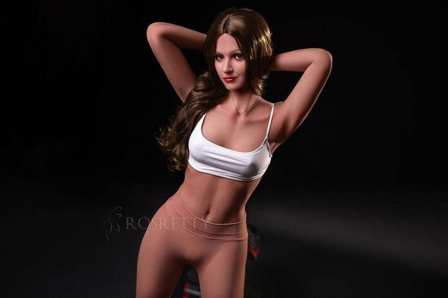 160cm/5ft3 Long Curly Hair Fitness Muscle Small Chest Lifelike Sex Doll - Rose - Rose Wives