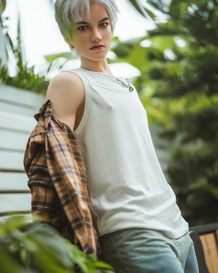 162cm/5ft3 Silver-hair Muscle Lifelike Full Silicone Gay Male Sex Doll - Jackson