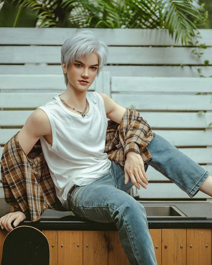 162cm/5ft3 Silver-hair Muscle Lifelike Full Silicone Gay Male Sex Doll - Jackson
