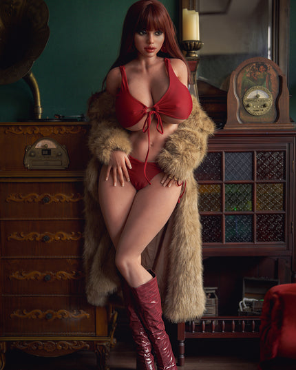 161cm/5ft3 Huge Breasts Alluring Bombshell Red-hair Realistic TPE Sex Doll - Fanny