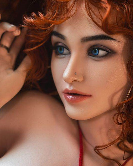 156cm/5ft1 Big Breasts Seductress Red Hair Curvy Hourglass Realistic Full Silicone Sex Doll - Desirae