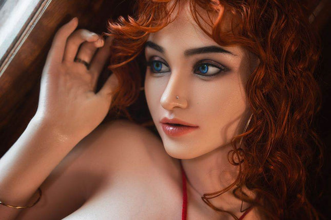 156cm/5ft1 Big Breasts Seductress Red Hair Curvy Hourglass Realistic Full Silicone Sex Doll - Desirae - Rose Wives