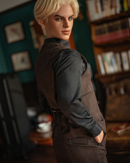 168cm/5ft5 Charming Blonde Handsome Realistic Full Silicone Gay Male Sex Doll - Martin