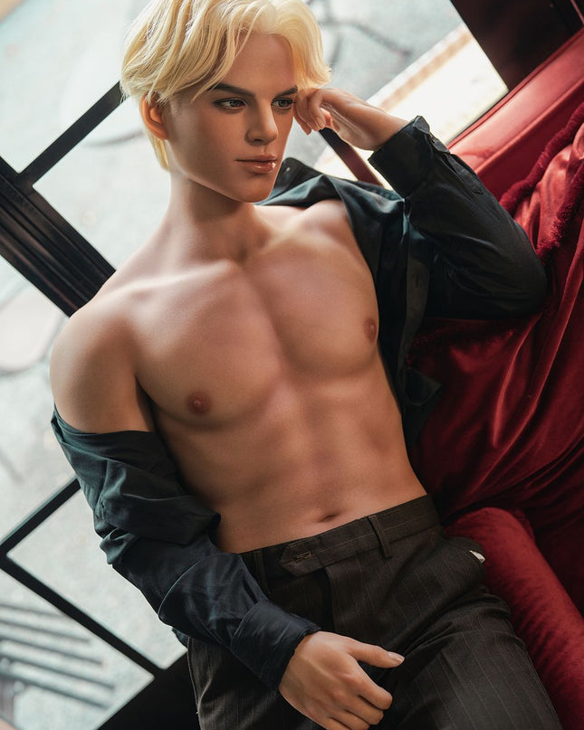 168cm/5ft5 Charming Blonde Handsome Realistic Full Silicone Gay Male Sex Doll - Martin