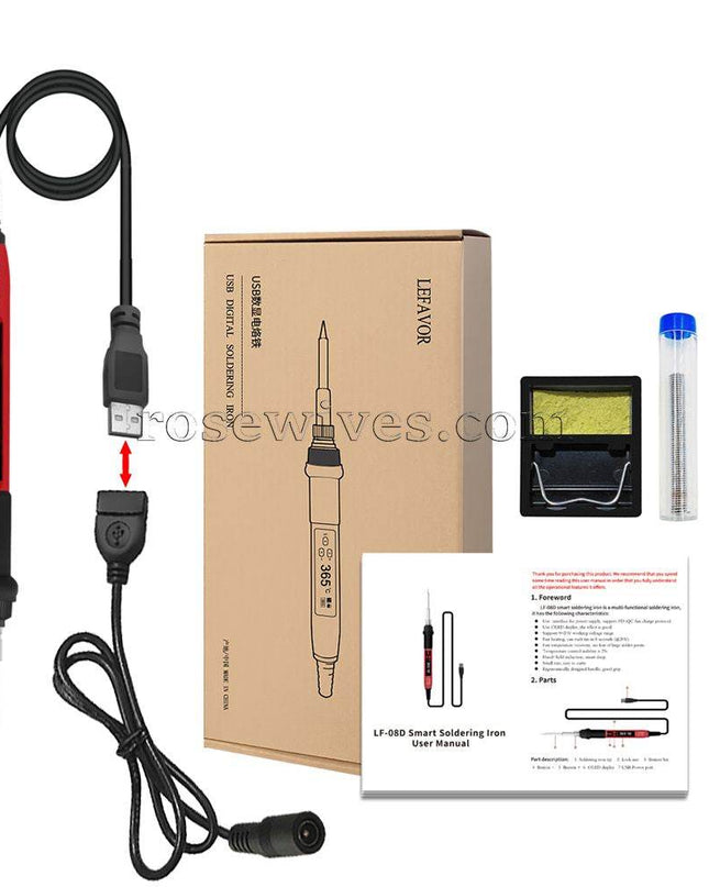 65W USB digital soldering iron Mini Electric Soldering Iron Station Adjustable Temperature TPE Doll Tears Repair tool - Rose Wives