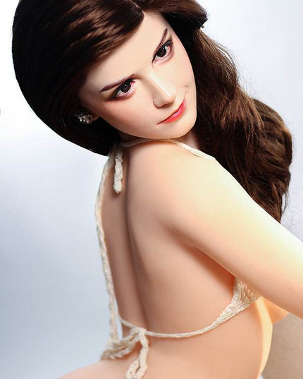 155cm/5ft1 Flat Breasts Lovely Smiling Silicone Head Sex Doll #S10 - Honey